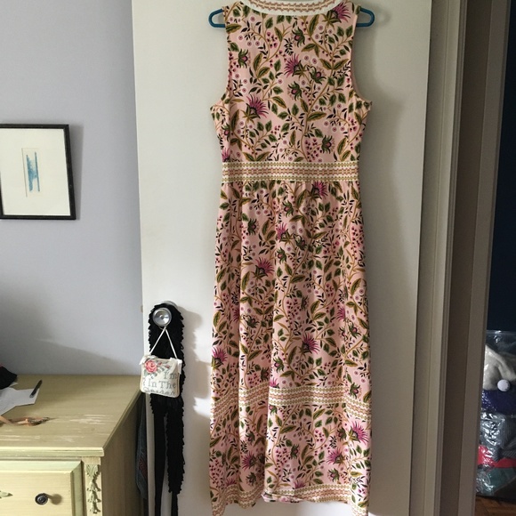 SPARTINA 449 Gabrielle Pima Cotton Multicolor Floral Sleeveless Midi Dress S - Picture 4 of 9
